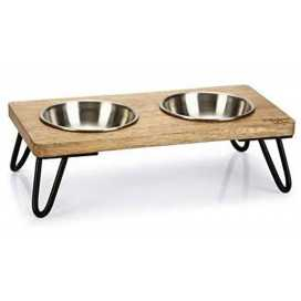 Comedero madera Elevado Linga para Perro y Gato (2x160ml) Comederos y Bebederos para perros Patitas&co