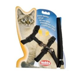 Arnes con correa Nobby Negro Gato Collar, Correa y Arnes para Gatos Patitas&co