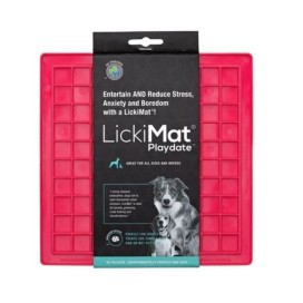 Alfombra de Lamido LickiMat Classic Playdate Rosa Comederos y Bebederos para perros Patitas&co