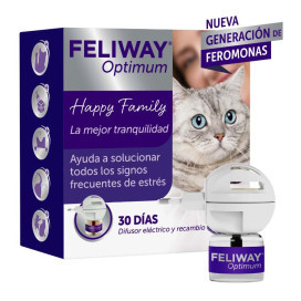 Feliway Optimum Difusor + Recambio 48ml 1 Mes Feromonas para Gatos Patitas&co