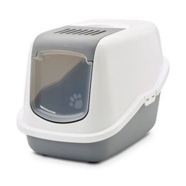 Caseta Aseo Nestor Blanco Gris para Gatos Arena y areneros Patitas&co