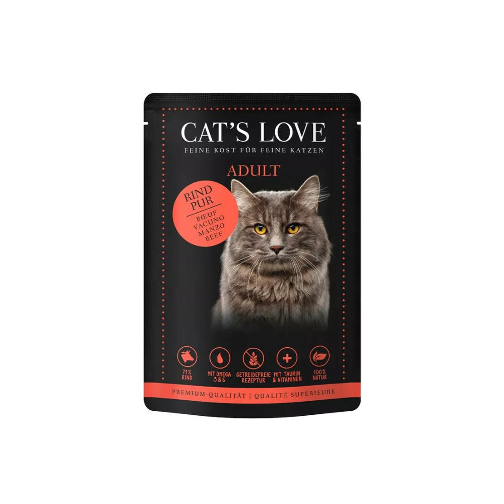 Cats Love Puro Vacuno Sobre 85g Comida húmeda Patitas&co Cats Love Puro Vacuno Sobre 85g Comida húmeda Patitas&co