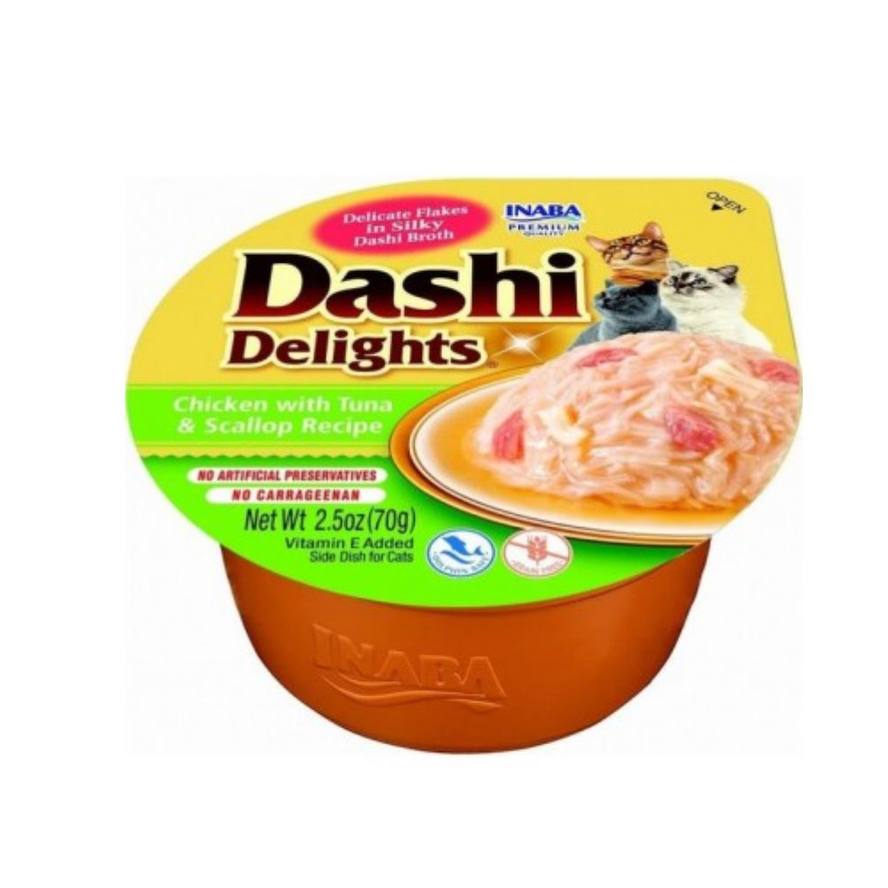 Inaba Dashi Pollo, Atun y Vieiras Gatos Comida húmeda Patitas&co Inaba Dashi Pollo, Atun y Vieiras Gatos Comida húmeda Patitas&co
