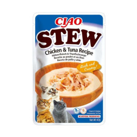 Ciao Stew Guiso de Pollo y Atun para Gatos Caldos Patitas&co