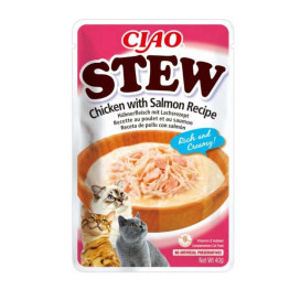 Ciao Stew Guiso de Pollo con Salmon para Gatos Caldo para gatos Patitas&co
