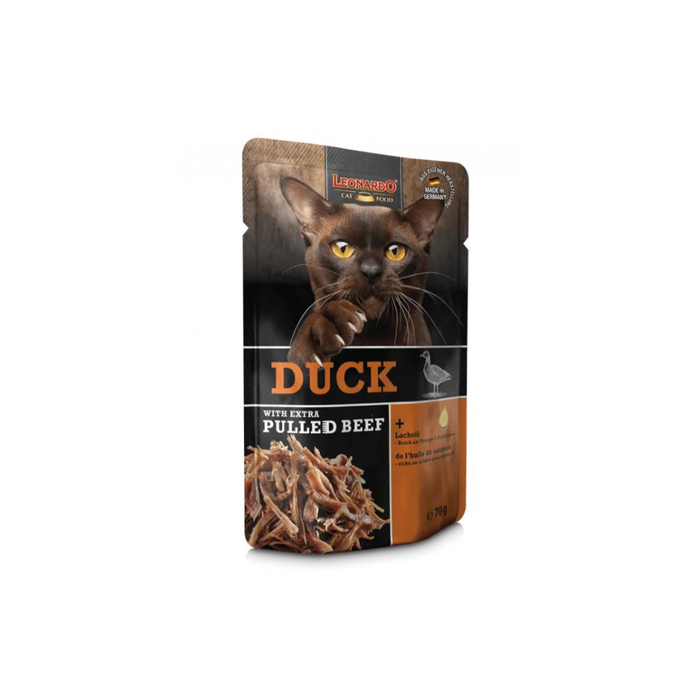 Leonardo Comida Pato con Ternera Desmenuzada Gato Comida húmeda Patitas&co Leonardo Comida Pato con Ternera Desmenuzada Gato Comida húmeda Patitas&co