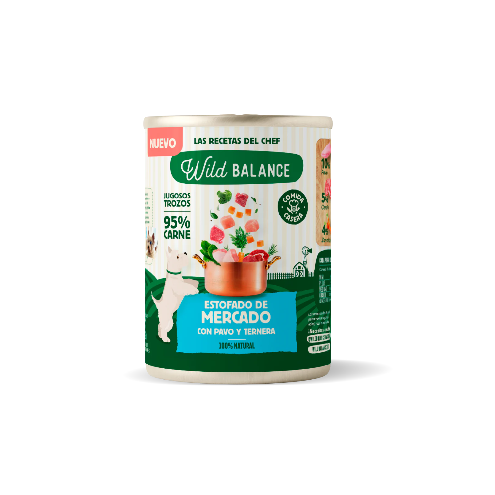 Wild Balance Estofado de Pavo y Ternera Perro Comida húmeda para Perros Patitas&co Wild Balance Estofado de Pavo y Ternera Perro Comida húmeda para Perros Patitas&co