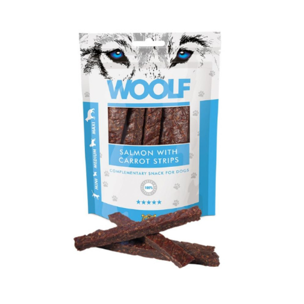 Woolf Tiras de Salmon y Zanahoria para Perros y Gatos Snacks Patitas&co Woolf Tiras de Salmon y Zanahoria para Perros y Gatos Snacks Patitas&co