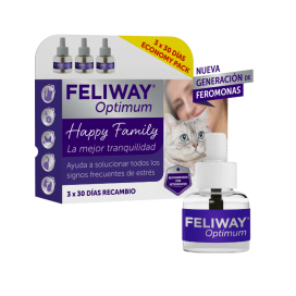 Feliway Optimum Recambio 3x48ml 3 Meses Feromonas para Gatos Patitas&co