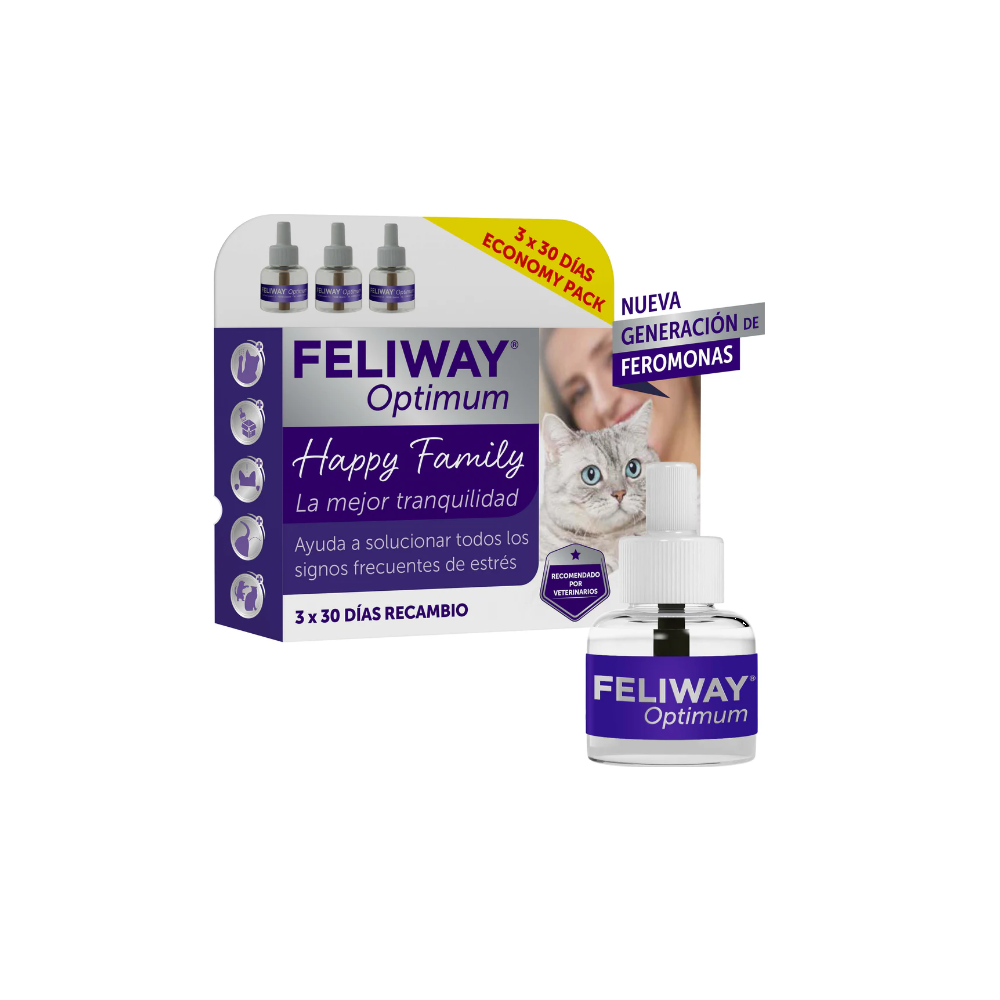 Feliway Optimum Recambio 3x48ml 3 Meses Feromonas para Gatos Patitas&co Feliway Optimum Recambio 3x48ml 3 Meses Feromonas para Gatos Patitas&co