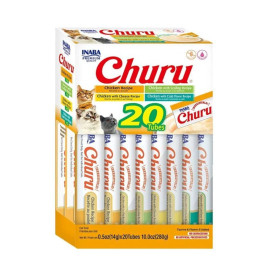 Churu Ciao Pack Snacks 20 tubos de pollo 4 variedades Gato Snacks para Gatos Patitas&co