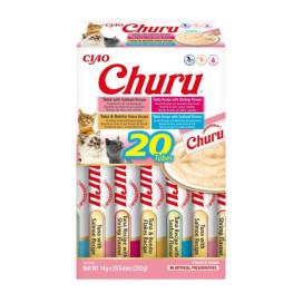 Churu Ciao Pack Snacks 20 tubos de Marisco 4 variedades Gato Snacks para Gatos Patitas&co