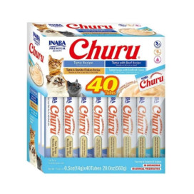 Churu Ciao Pack Snacks 40 tubos de Atun y Marisco Gato Snacks para Gatos Patitas&co