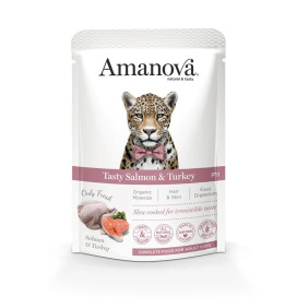 Amanova Alimento Húmedo Salmón y Pavo para Gato Comida húmeda para gatos Patitas&co