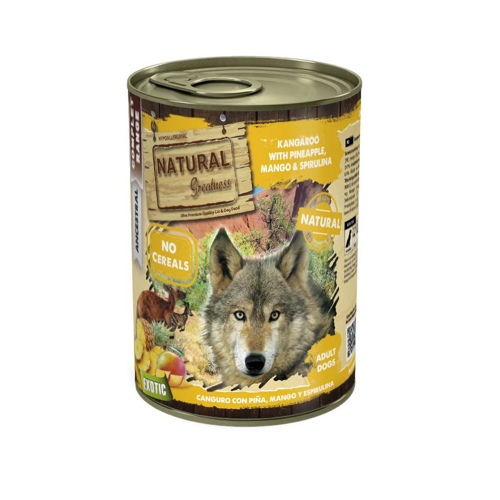 Natural Greatness Lata Canguro con Piña, Mango y Espirulina Perro Comida húmeda para Perros Patitas&co Natural Greatness Lata Canguro con Piña, Mango y Espirulina Perro Comida húmeda para Perros Patitas&co