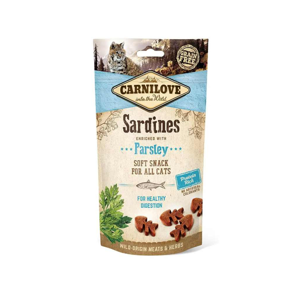 Carnilove Snack Semihumedo Filete de Sardinas con Perejil 50g Gato Snacks para Gatos Patitas&co Carnilove Snack Semihumedo Filete de Sardinas con Perejil 50g Gato Snacks para Gatos Patitas&co