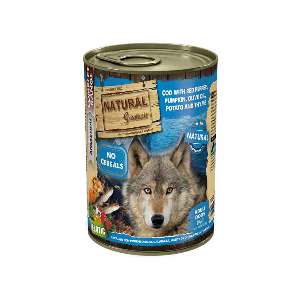 Natural Greatness Lata Bacalao, Pimiento rojo y Calabaza 390g Perro Comida húmeda para Perros Patitas&co Natural Greatness Lata Bacalao, Pimiento rojo y Calabaza 390g Perro Comida húmeda para Perros Patitas&co