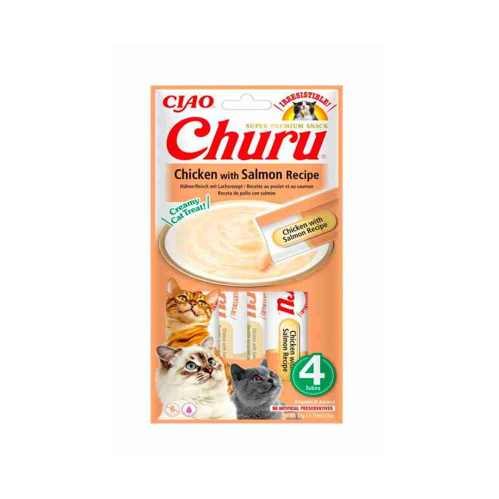 Churu Ciao Snacks Pollo con Salmon 4x12g Gatos Snacks para Gatos Patitas&co Churu Ciao Snacks Pollo con Salmon 4x12g Gatos Snacks para Gatos Patitas&co