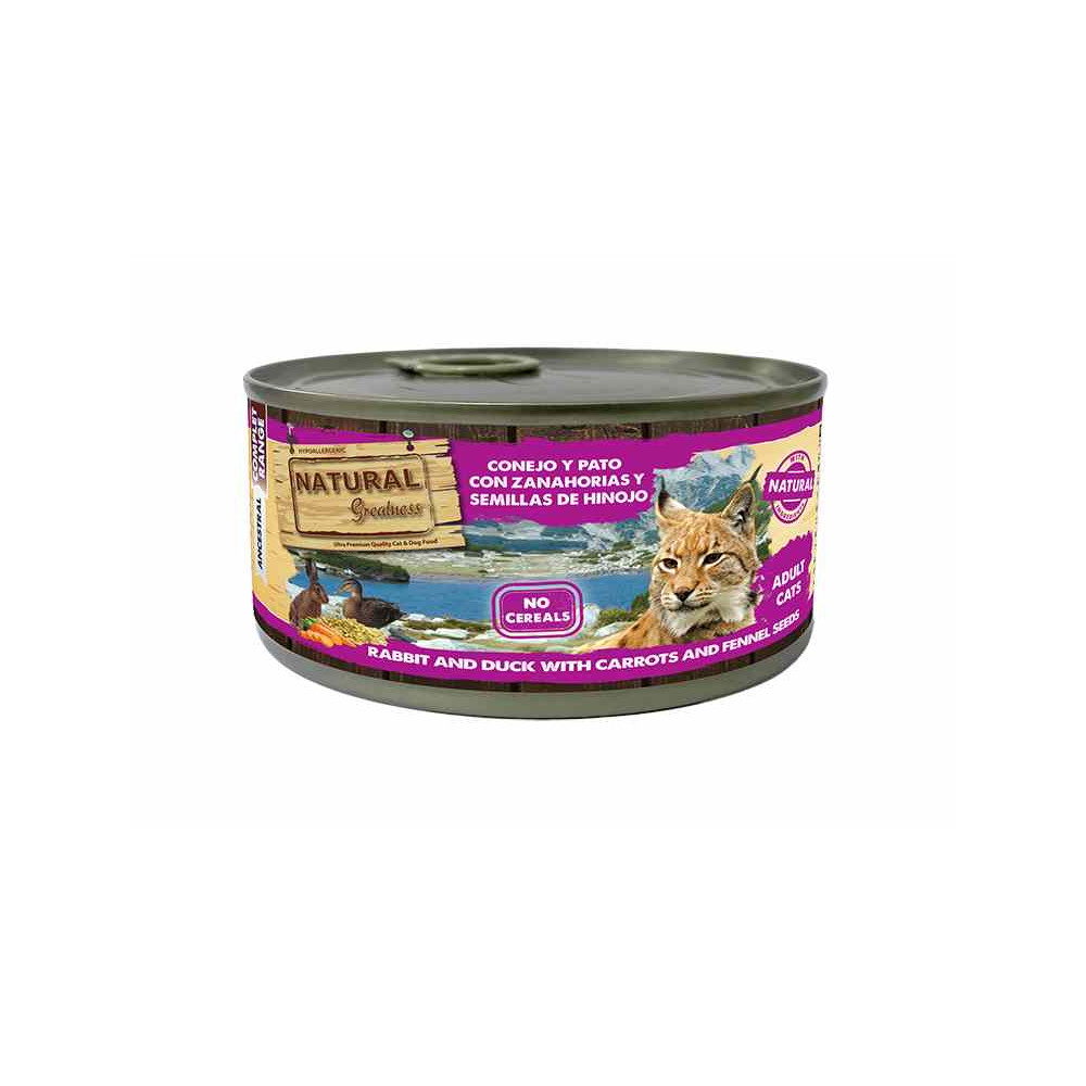 Natural Greatness Lata Conejo y Pato 185g Gato Comida húmeda para gatos Patitas&co Natural Greatness Lata Conejo y Pato 185g Gato Comida húmeda para gatos Patitas&co