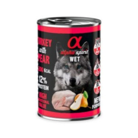 Alpha Spirit Comida Humeda Pavo con Pera Perros Comida húmeda para Perros Patitas&co