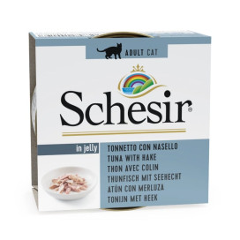Schesir Lata Atun y Merluza en Gelatina para Gato Comida húmeda para gatos Patitas&co