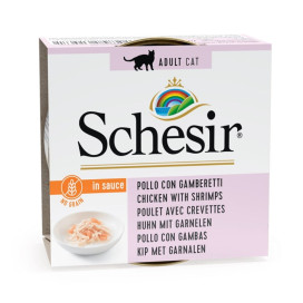 Schesir Lata Pollo y Gambas en Salsa para Gato Comida húmeda para gatos Patitas&co