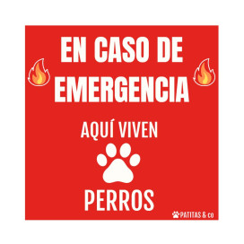 Pegatina de Emergencia - Aqui Viven Perros Perros Patitas&co
