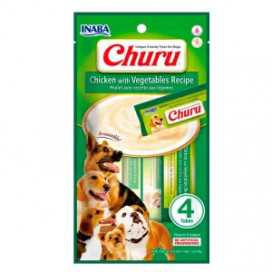 Churu Snack Pollo con Vegetales perros (4x14g) Snacks Saludables para Perros Patitas&co